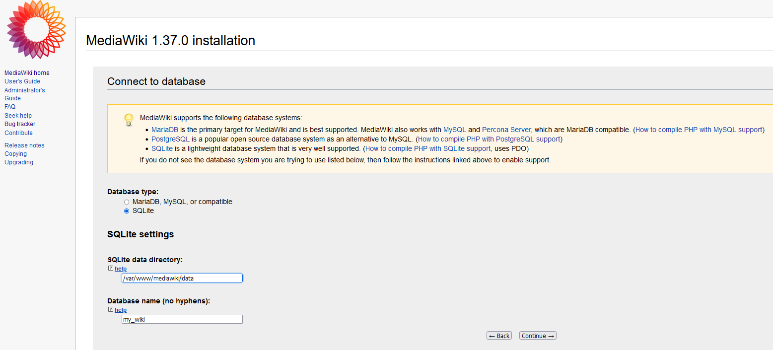 MediaWiki DB Settings